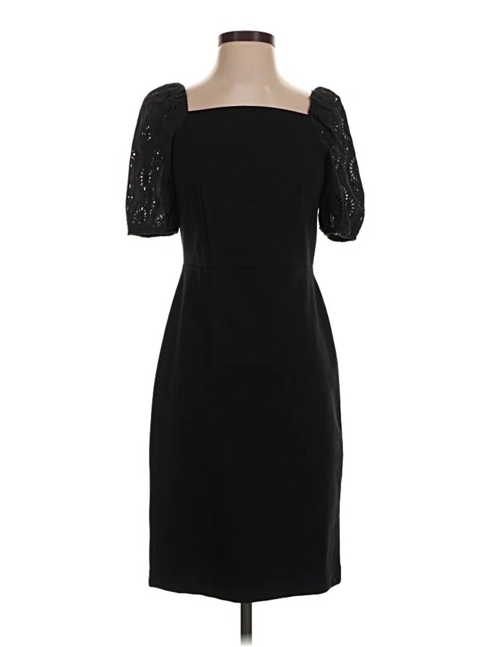 Ann Taylor Black Puff-Sleeve Midi Dress